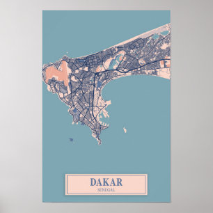 Poster Carte de voyage de la ville venteuse de Dakar Séné