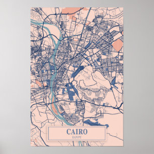 Poster Carte de voyage de la ville venteuse du Caire Égyp