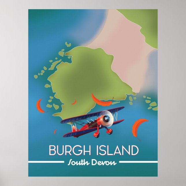 Poster Carte de voyage de l'île de Burgh Devon (Devant)