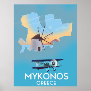 Poster Carte de voyage de Mykonos Grèce