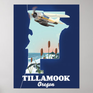 Poster carte de voyage de Tillamook Oregon