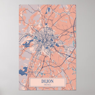 Poster Carte de voyage décontractée de Dijon France