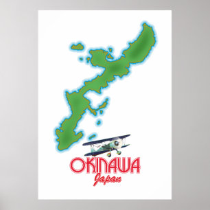 Poster Carte de voyage du Japon d'Okinawa