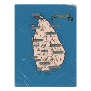 Poster Carte de voyage illustrée du Sri Lanka