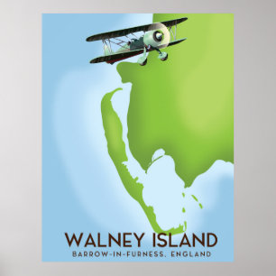 Poster Carte de Walney Island, Burrow-In-Furness, Anglete