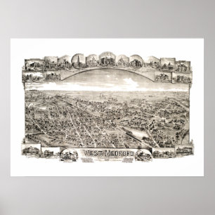 Poster Carte de West Medford, Massachusetts en 1897
