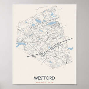 Poster Carte de Westford Massachusetts