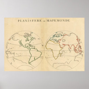 Poster Carte de Worlp avec 5 zones