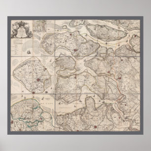 Poster Carte de Zélande, Pays-Bas (1748)