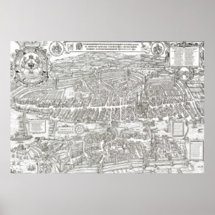 Poster Carte de Zurich Suisse 1576