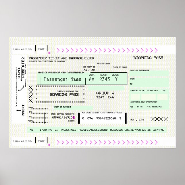 Poster Carte d'embarquement personnalisable (Devant)