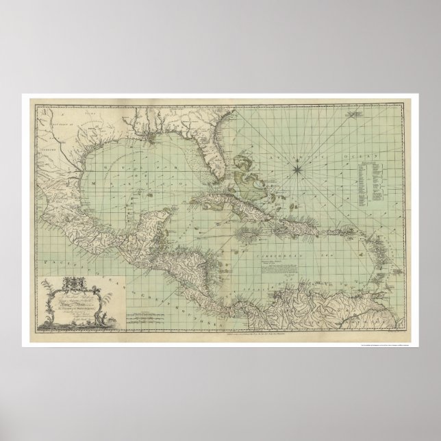 Poster Carte des Antilles - 1774 (Devant)