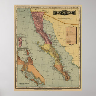 Poster Carte des antiquités de la Basse Californie