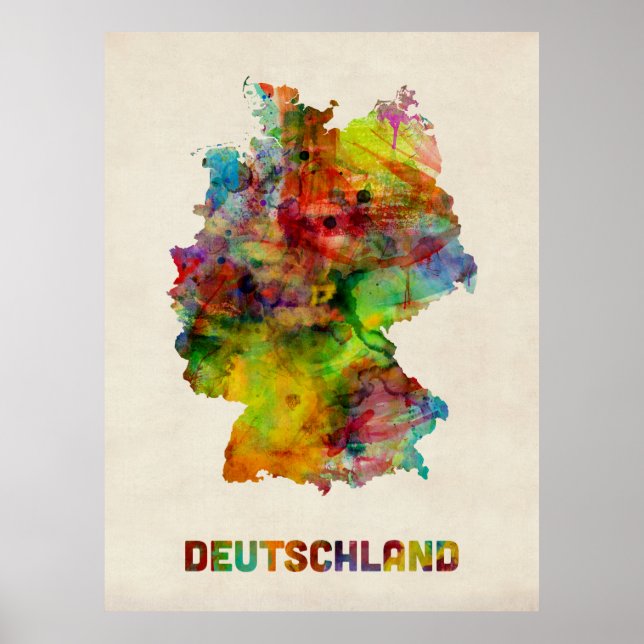 Poster Carte des aquarelles allemandes (Deutschland) (Devant)