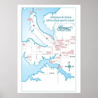 Poster Carte des attractions de Grove OK 19