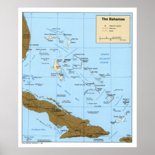 Poster Carte des Bahamas (1986)