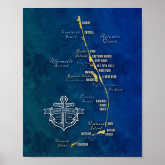 Poster Carte des banques externes nautiques