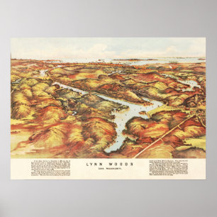 Poster Carte des bois de Lynn, le Massachusetts en 1904