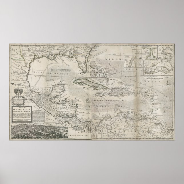 Poster Carte des Caraïbes | 1715 (Devant)
