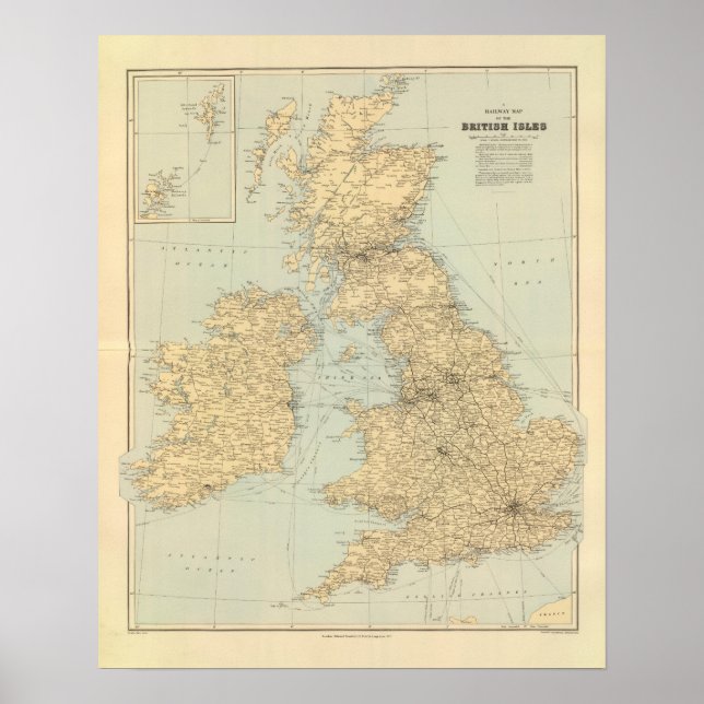 Poster Carte des chemins de fer, British Isles (Devant)