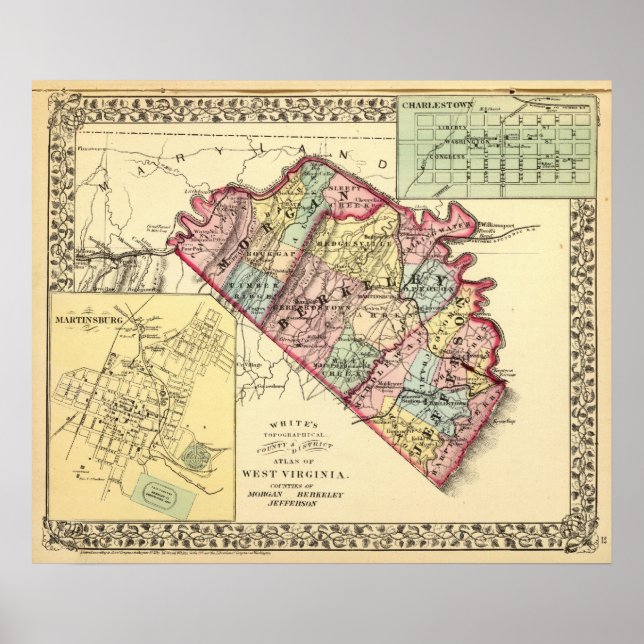 Poster Carte des comtés de Morgan, Berkeley et Jefferson (Devant)