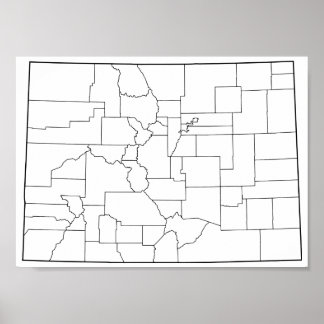 Poster Carte des comtés du Colorado