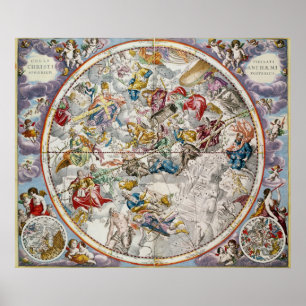 Poster Carte des constellations chrétiennes comme