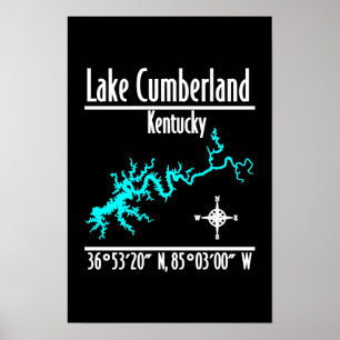 Poster Carte des coordonnées du rivage du lac Cumberland