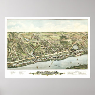 Poster Carte des écluses de Windsor, CT en 1877