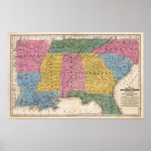 Poster Carte des États du Sud