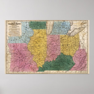 Poster Carte des États Occidentaux