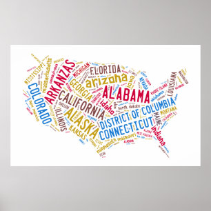 Poster Carte des États-Unis