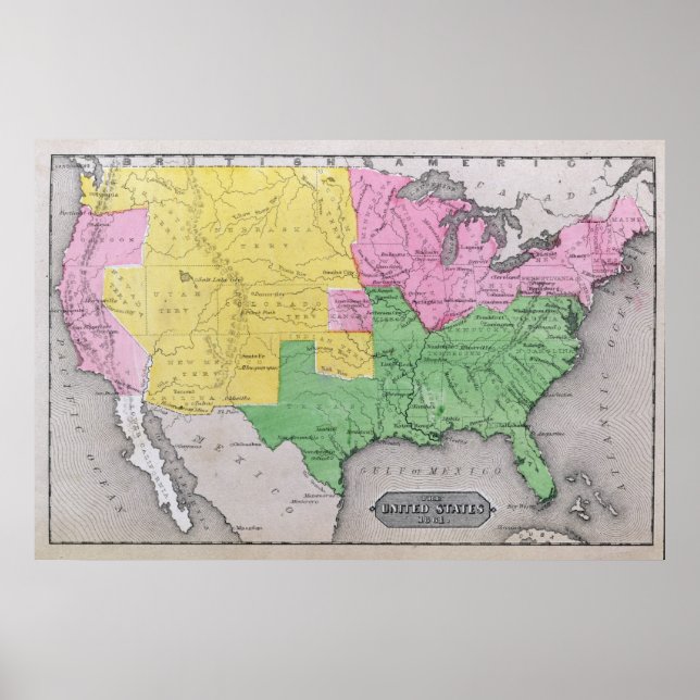Poster Carte des États-Unis (Devant)