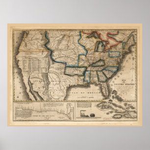 Poster Carte des États-Unis (1831)