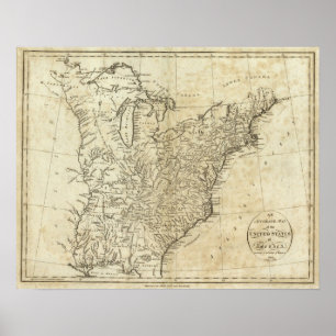 Poster Carte des Etats-Unis d'Amérique 3