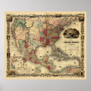 Poster Carte des États-Unis d'Amérique par G. Colton (185