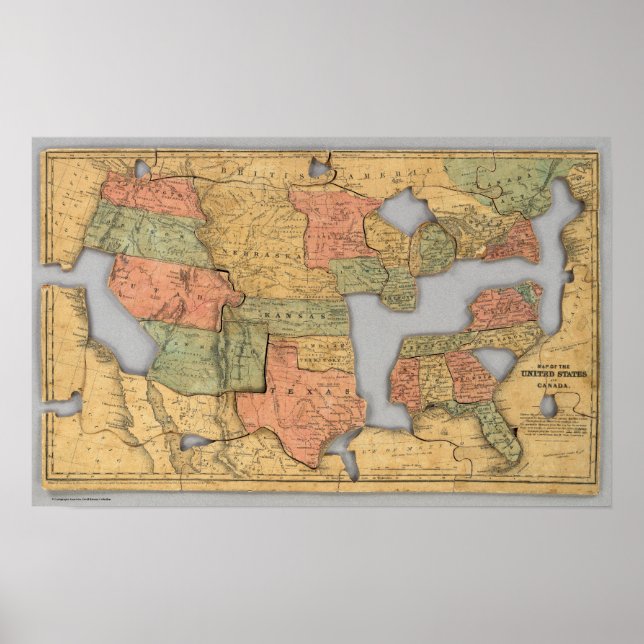 Poster Carte des États-Unis et du Canada (Devant)