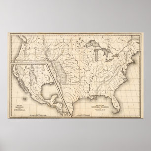 Poster Carte des États-Unis et du Texas