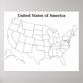 Poster Carte des États-Unis personnalisable avec contour