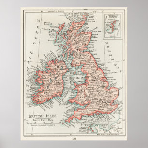 Poster Carte des îles britanniques