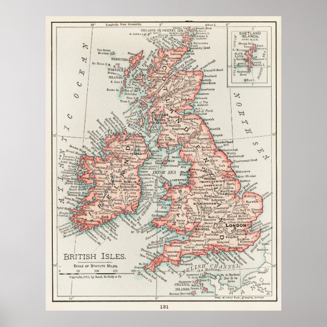 Poster Carte des îles britanniques (Devant)