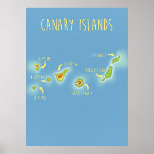 Poster Carte des îles Canaries