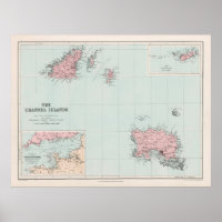 Carte des îles de l'Ancien Canal (1904) Guernesey