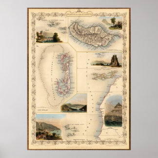 Poster Carte des îles de l'Ouest antique