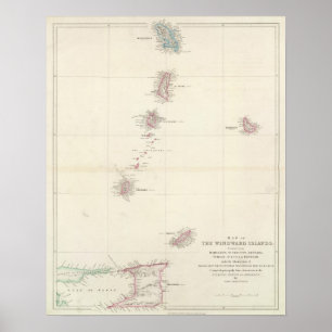 Poster Carte des îles du Vent