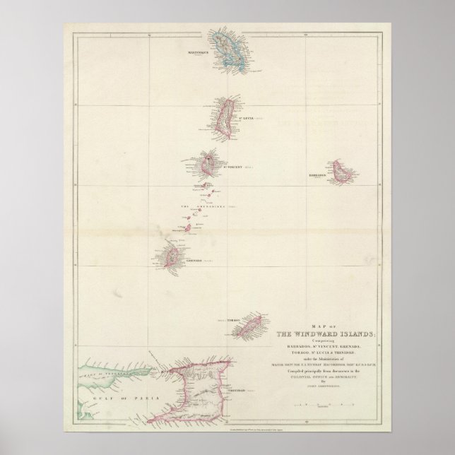 Poster Carte des îles du Vent (Devant)
