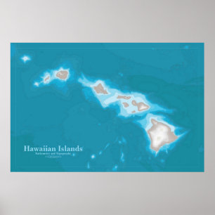 Poster Carte des îles Hawaiiennes