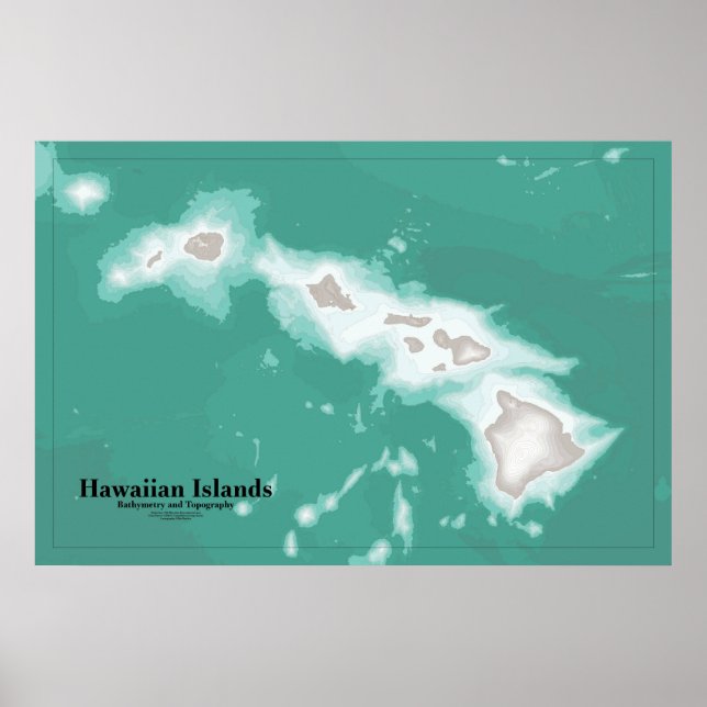 Poster Carte des îles Hawaiiennes (Devant)