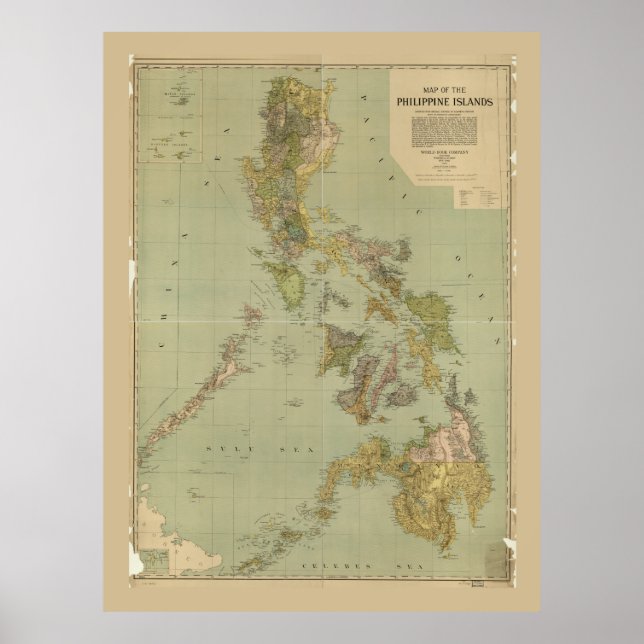 Poster Carte des îles Philippines (1908) (Devant)