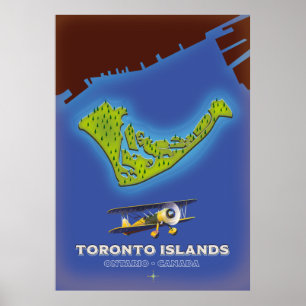 Poster Carte des îles Toronto, Ontario, Canada